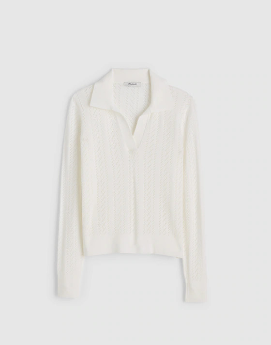 Pointelle-Stitch Polo Sweater | Madewell