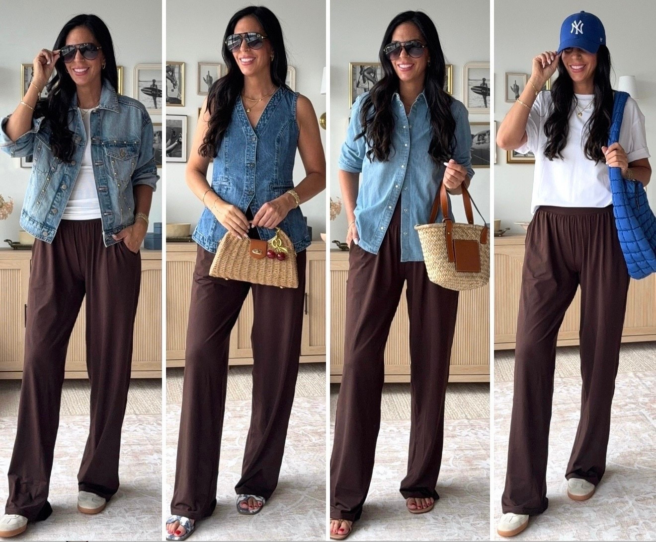 Lululemon Palazzo pants look for less 
Comes in 5 lengths 
Wearing a small 33 inch inseam 
All jackets and tops are a small 

#LTKU #LTKTravel #LTKShoeCrush