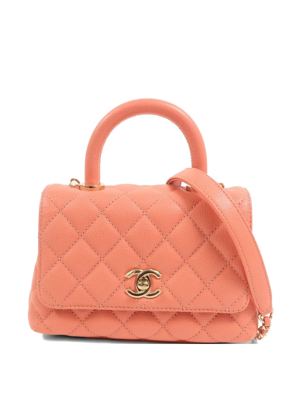 CHANEL Pre-Owned mini Coco Handle two-way chain-trap calfskin tote bag - Pink | Farfetch Global