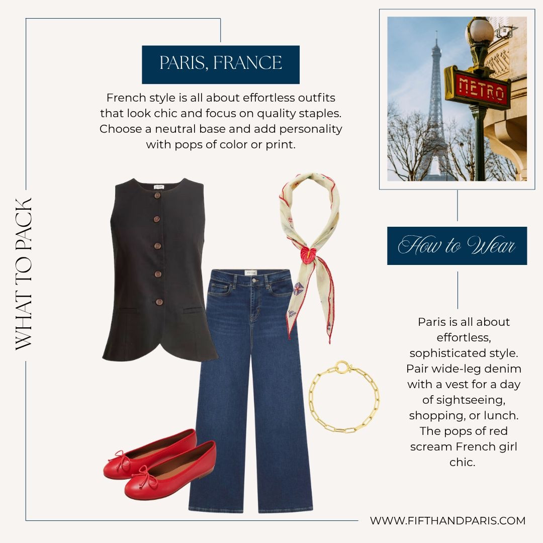The secret to French girl chic is choosing quality staples and infusing it with your own personal flair.  Add a pop of red, a silk scarf and some jewelry to finish the look. 

#LTKSeasonal #LTKStyleTip #LTKSummerEdit
