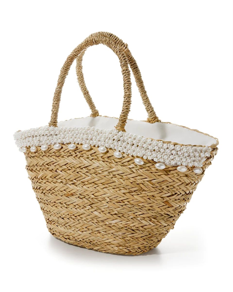 Pearl Straw Handbag Natural/White | Boston Proper
