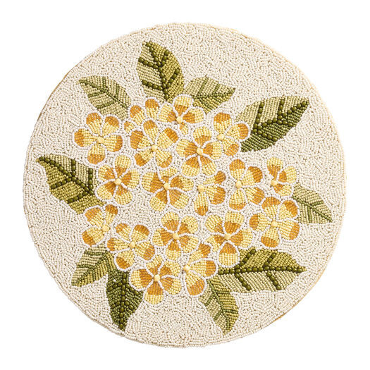 Round Yellow Mimosa Flower Beaded Placemat by World Market | World Market