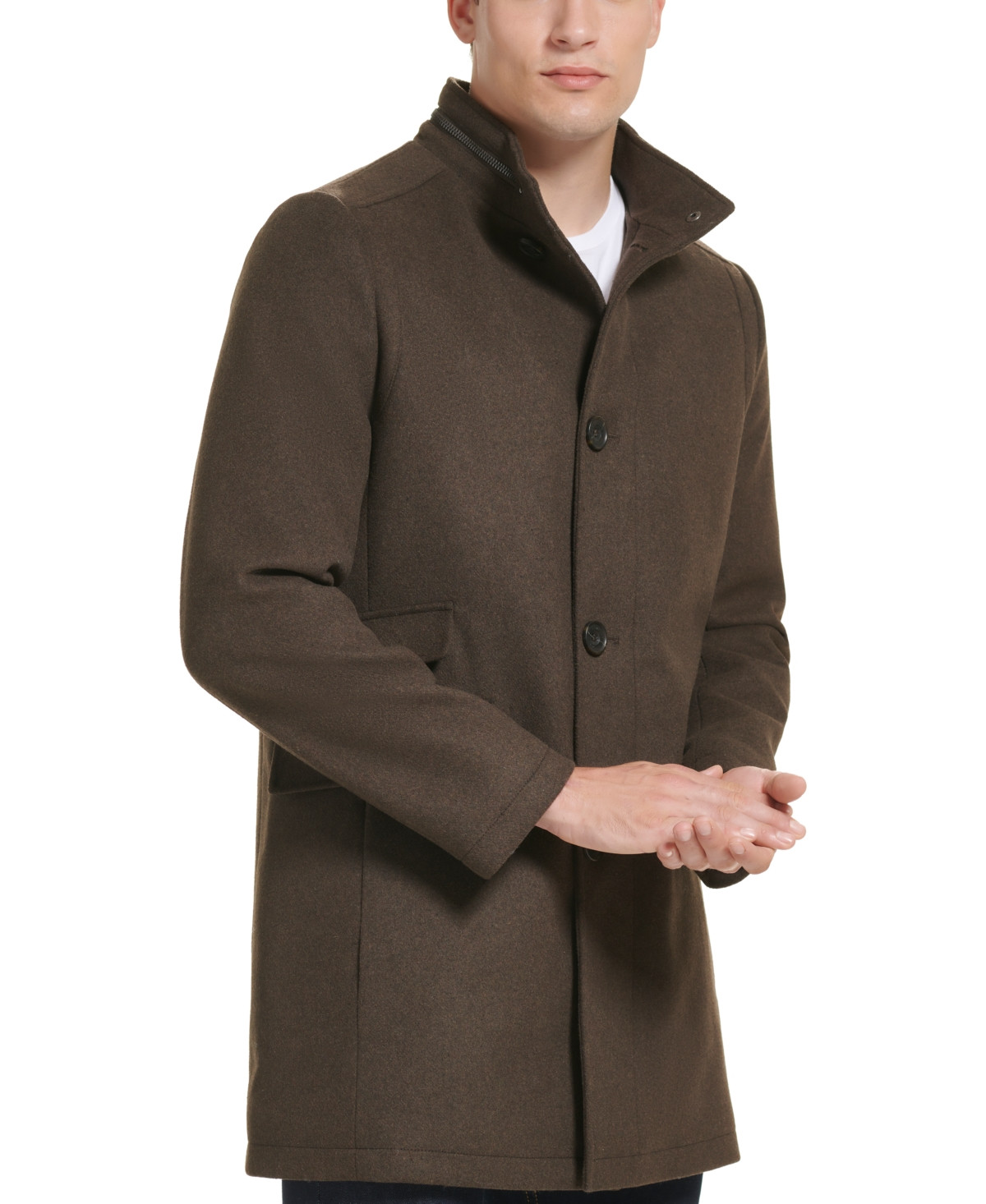 Kenneth Cole Men's Wool Button Car Coat - Medium Brown | Macy's