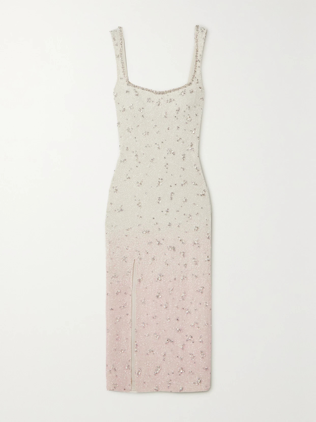 Clio Peppiatt - Embellished Stretch-tulle Midi Dress - Ivory | NET-A-PORTER (US)
