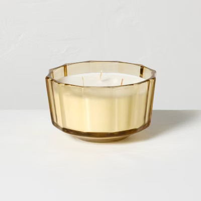 3 Wick Medium Colored Glass Faceted Sandalwood and Terracotta Jar Candle 12oz - Hearth & Hand™ with Magnolia | Target