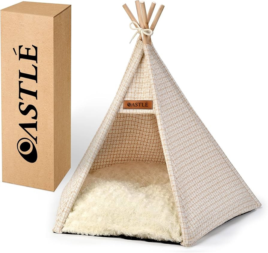Dog & Cat Teepee - Small to Medium Pet Teepee Bed with Thick Plush Pad | 27 Inch Tall, Warm and A... | Amazon (US)