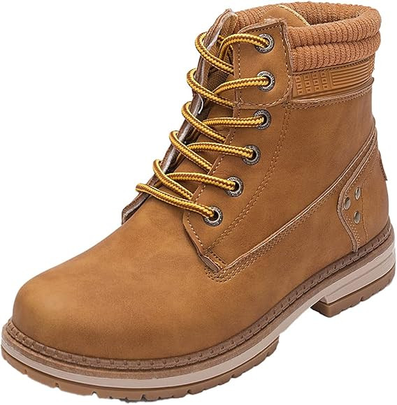 Women's Work Waterproof Hiking Combat Boots Lace up Low Heel Booties Ankle Boots | Amazon (US)