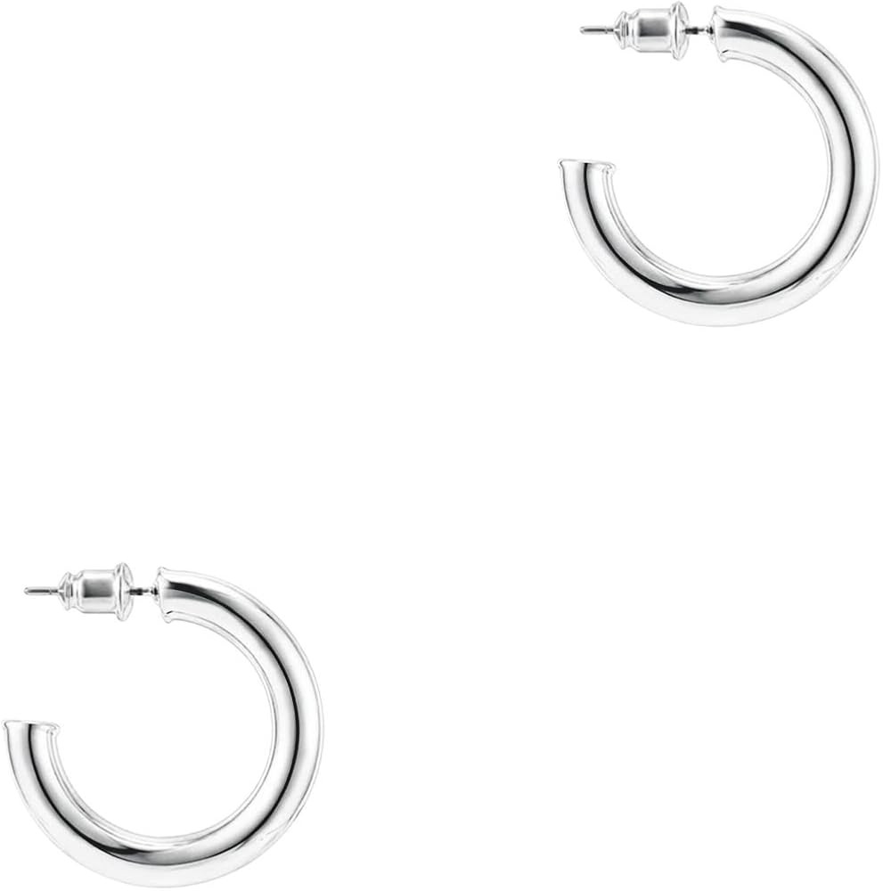 PAVOI 14K Gold Plated Hoop Earrings For Women | 3.5mm Thick Infinity Gold Hoops Women Earrings | ... | Amazon (US)