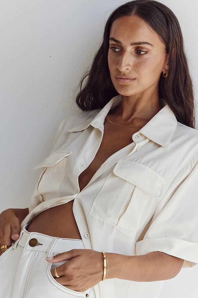AMELIA OFF WHITE SAFARI SHIRT | DISSH