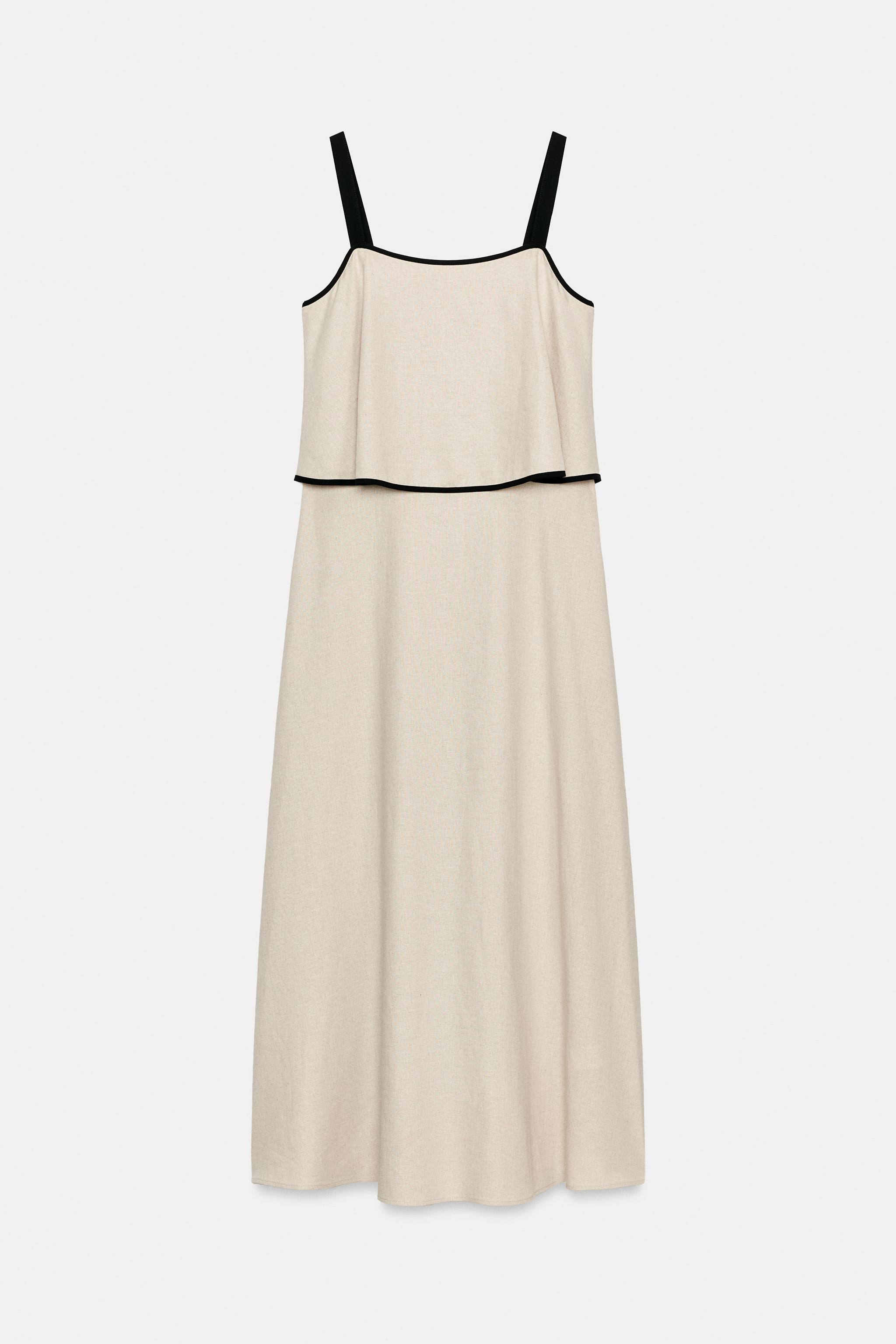 LINEN BLEND MIDI DRESS | Zara Canada