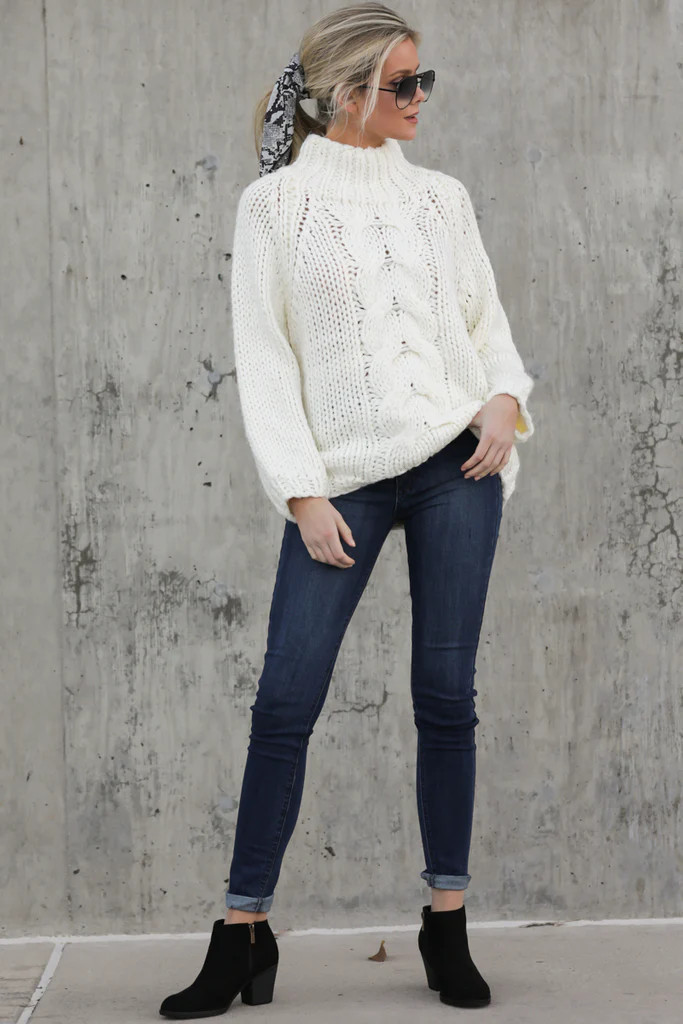 Warm Their Hearts White Sweater | Red Dress 