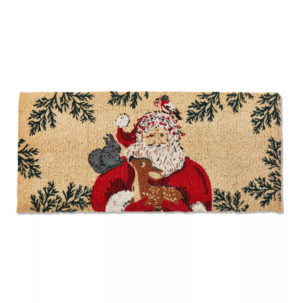 tagltd 1'6"x2'6"Woodland Santa Friends Rectangle Indoor and Outdoor Estate Coir Door Welcome Mat ... | Target