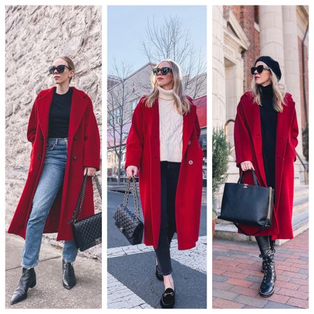 Red coat outfits, holiday style, winter outfit ideas with oversized coat

#LTKstyletip #LTKHoliday #LTKSeasonal