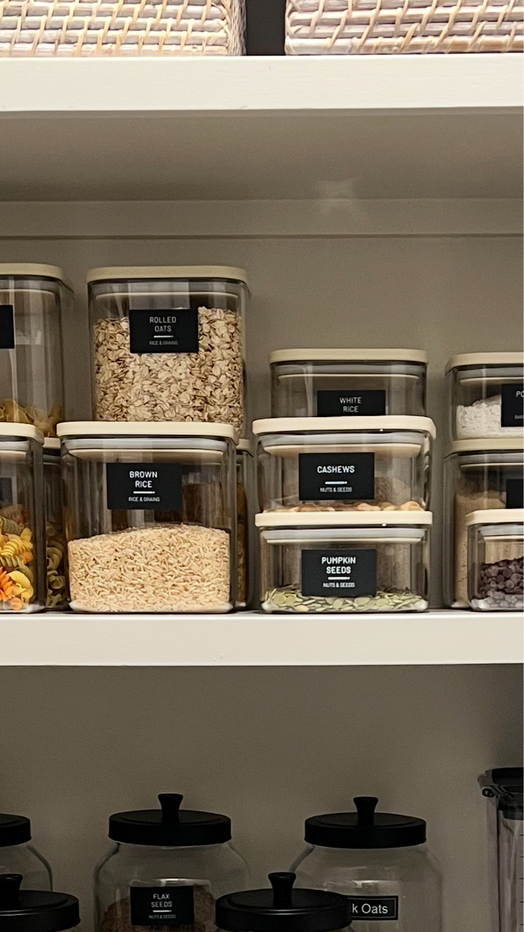 Both canister styles are beautiful and functional, but they serve different purposes. For this pantry, my client wanted a few options that were stackable, shatter resistant, and easier for her kids to carry, so we swapped some of the Anchor jar glass canisters for Caraway. Different canisters work better for different people, spaces, and routines, and that’s exactly why organizing is never one size fits all.

#LTKfoodie #LTKHome #LTKmomlife