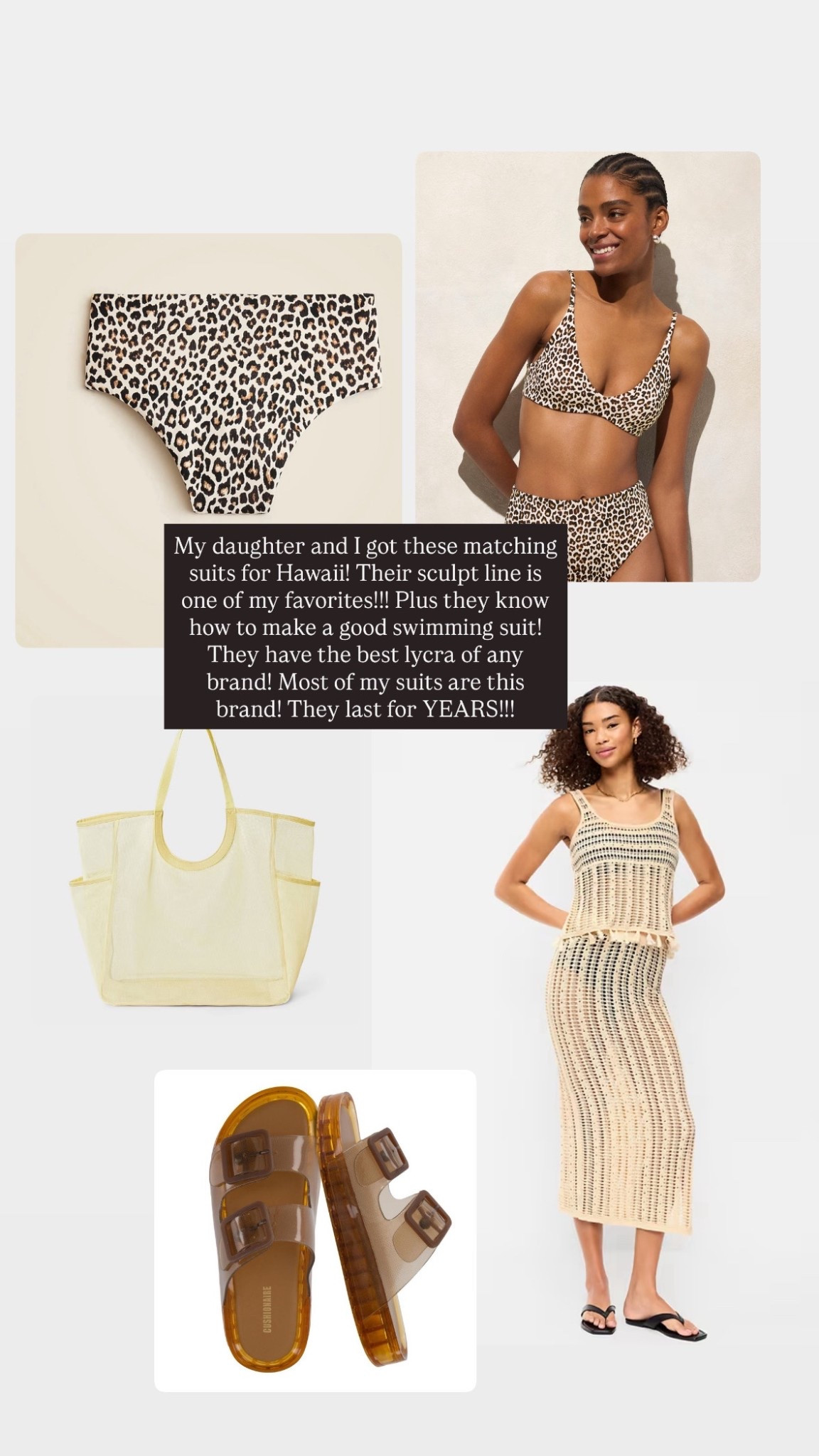 Matching swimsuits for our Hawaii trip 🌺 My daughter and I grabbed these from the SCULPT line, which is one of my absolute favorites. This brand seriously makes some of the best swimwear — the lycra is amazing and my suits from them last for years.
Right now they’re on sale, and you can get an extra 30% off with code EXTRA 👏
Quick sizing note: this print ran a tiny bit smaller than some of their others.
• My daughter: XXS bottoms / XS top
• Me: XS bottoms (sized up) / XS top
I also linked the open-weave skirt coverup, the mesh beach bag, and these look-for-less sandals that are on sale too!
Everything is linked in my LTK 🤍
#ltkstyle #ltkunder100 #ltksale #beachstyle #momstyle #matchingmoments #vacationstyle #swimwearstyle #hawaiivibes #ltkfinds

#LTKSaleAlert #LTKSwim #LTKActive