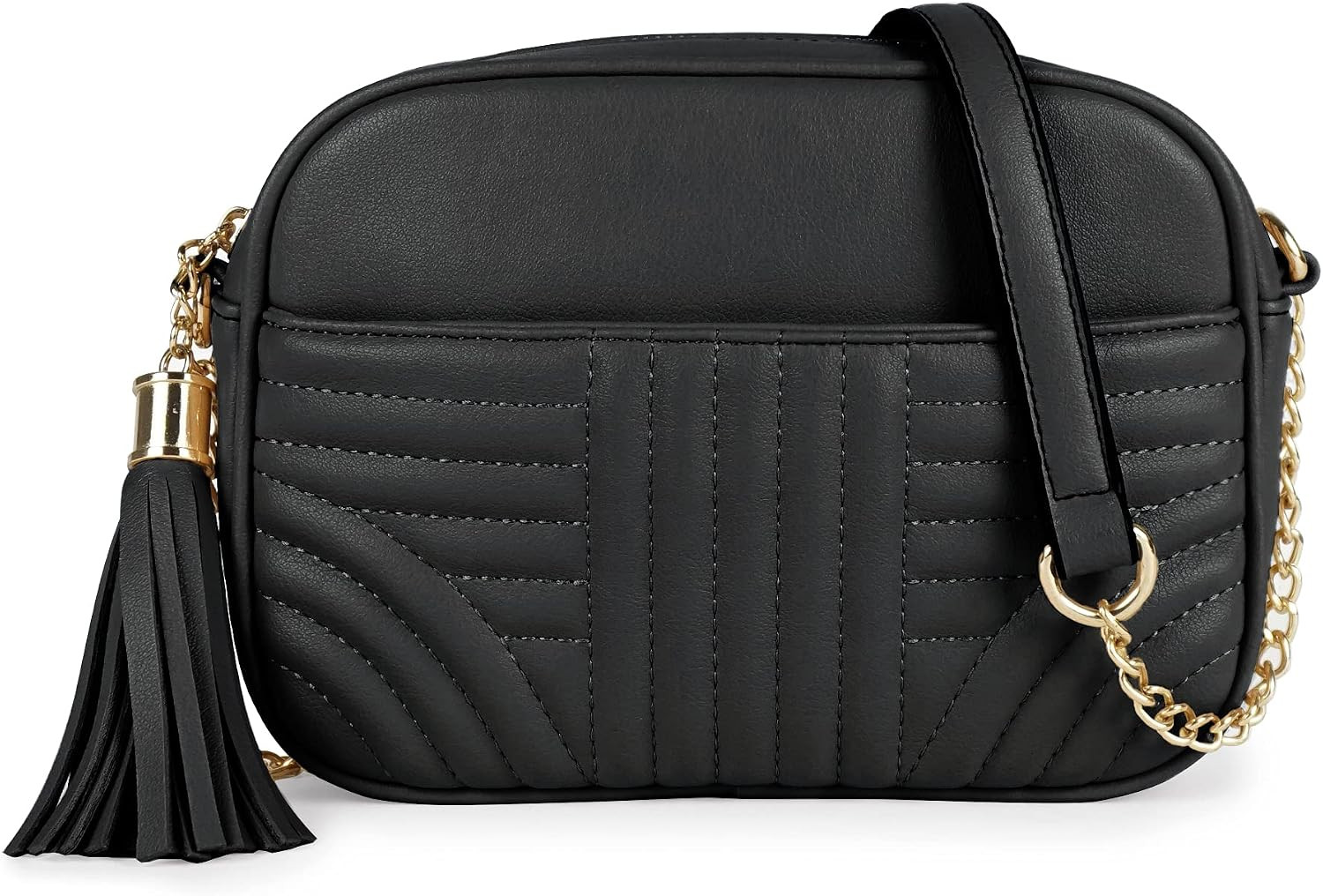 Quilted Crossbody Bags for Women - Stylish Camera Bag with Tassel - Lightweight Medium Size Shoulder Purse | Amazon (US)