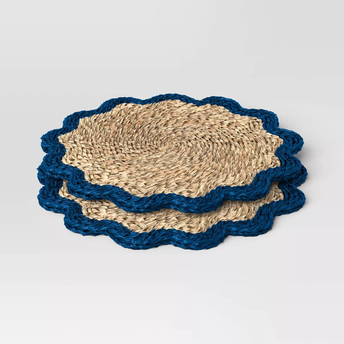 2pk Woven seagrass Charger Blue border - Threshold™ | Target