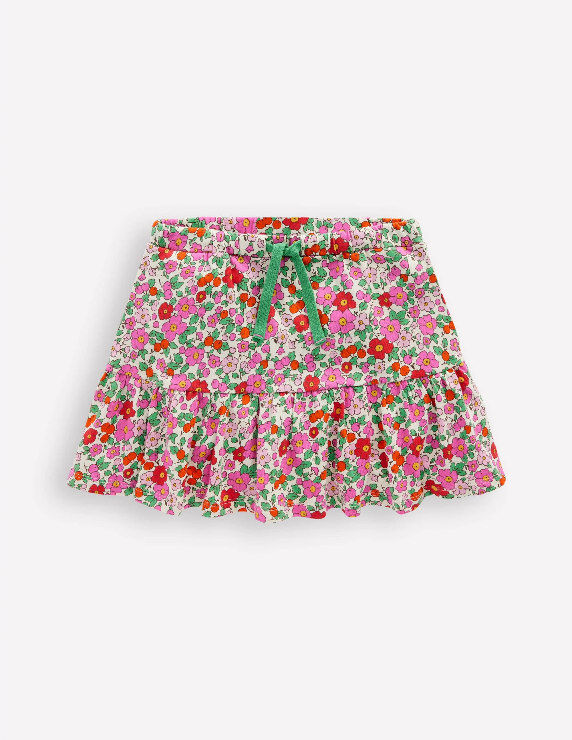 Tiered Jersey Skort-Pink Apple Blossom Floral | Boden (US)