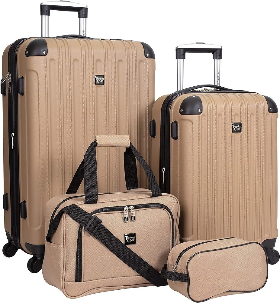 Travelers Club Midtown Hardside 4-Piece Luggage Travel Set, Tan | Amazon (US)