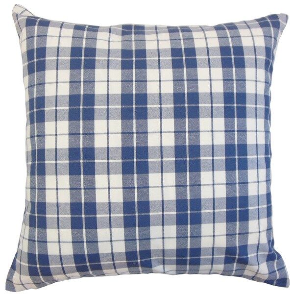 Joss Plaid 22-inch Down Feather Throw Pillow Navy | Bed Bath & Beyond