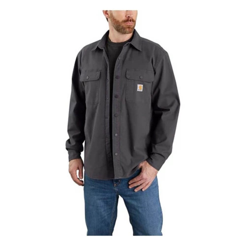 Men's Carhartt Rugged Flex Relaxed Fit Canvas Fleece-Lined Long Sleeve Button Up Shirt | Scheels