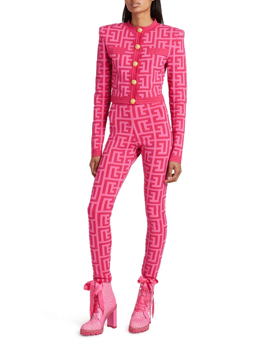 Balmain x Barbie Monogram Knit Leggings | Neiman Marcus