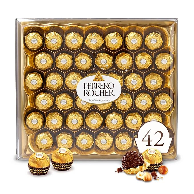 Ferrero Rocher, 42 Count, Premium Gourmet Milk Chocolate Hazelnut, Individually Wrapped Candy for... | Amazon (US)