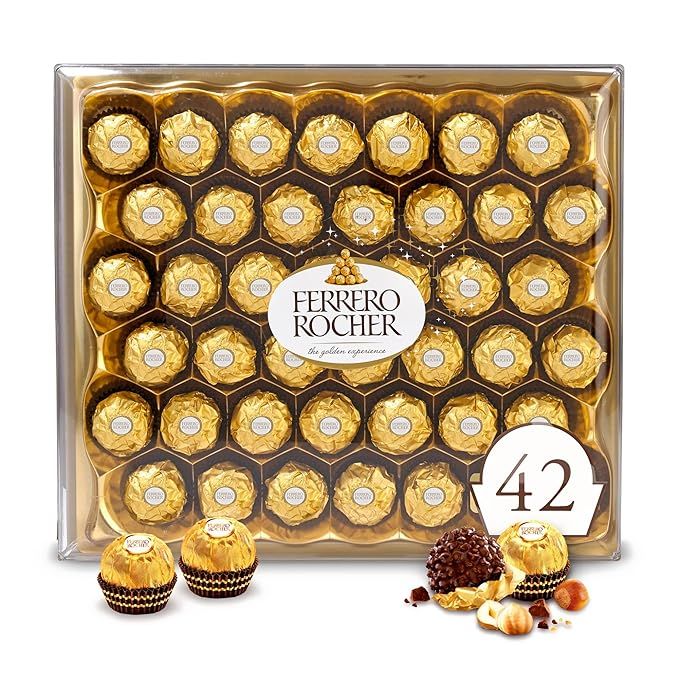 Ferrero Rocher, 42 Count, Premium Gourmet Milk Chocolate Hazelnut, Individually Wrapped Candy for... | Amazon (US)
