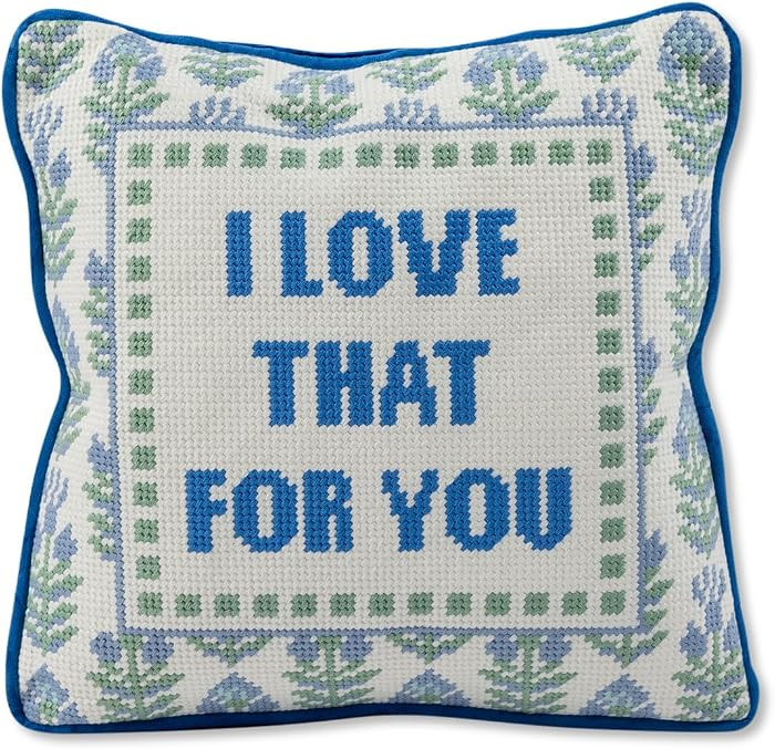 FURBISH Handmade Needlepoint Decorative Throw Pillow - Love That for You - 10" x 10" - Small Embroidered Accent Pillow for Bed, Chair, Couch, Sofa - Aesthetic Room Decor | Amazon (US)