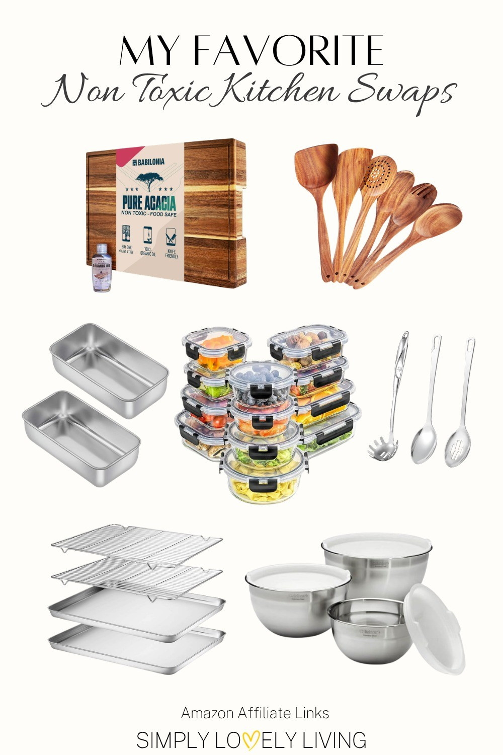 Favorite Non-Toxic kitchen swaps. Only wood cutting boards for everything! Wooden or stainless steel spatulas and utensils. Stainless steel bakeware including baking sheets, mixing bowls and loaf pans. Glass food containers. #nontoxic 

#LTKHome