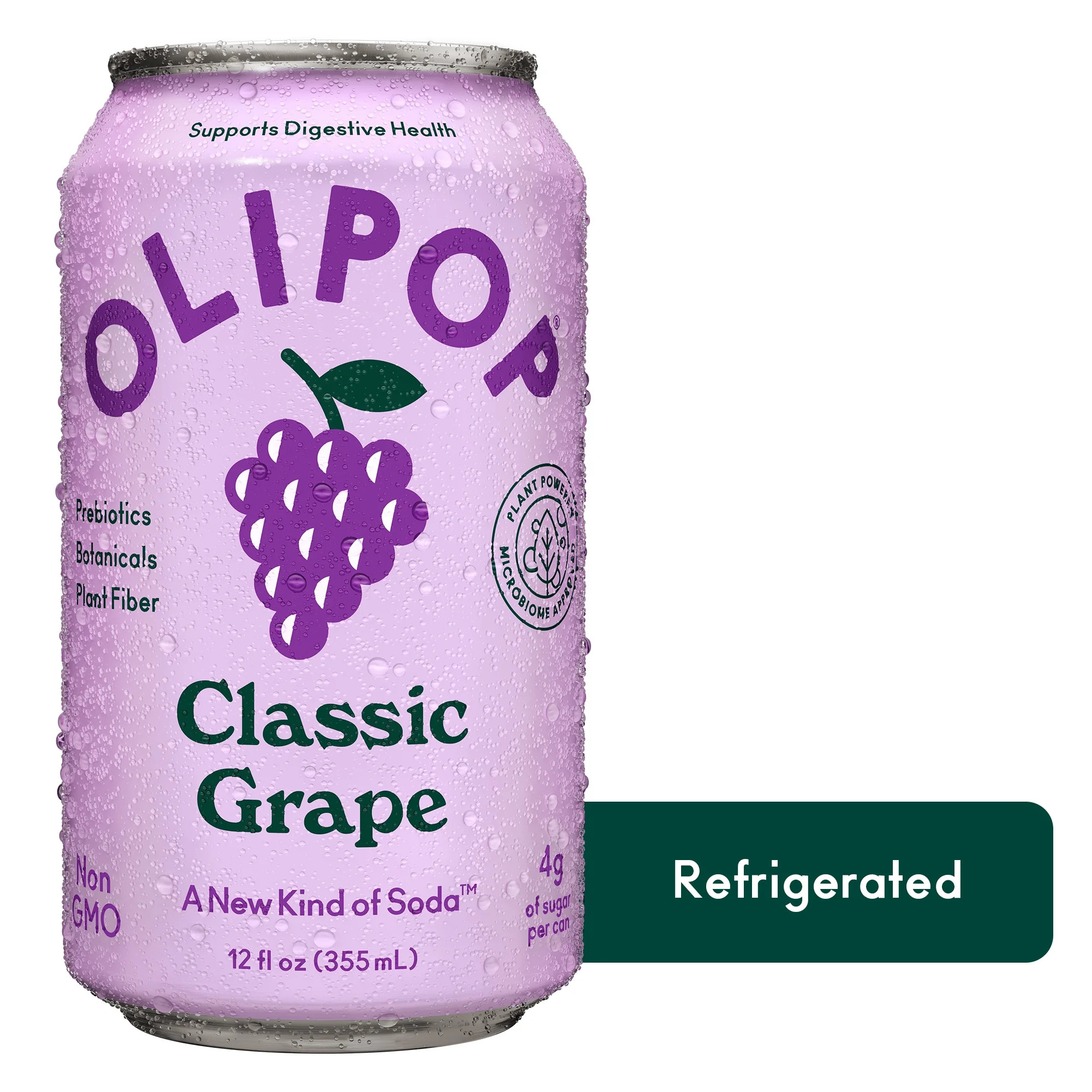 OLIPOP Prebtiotic Soda, Classic Grape, 12 fl oz, Refrigerated | Walmart (US)