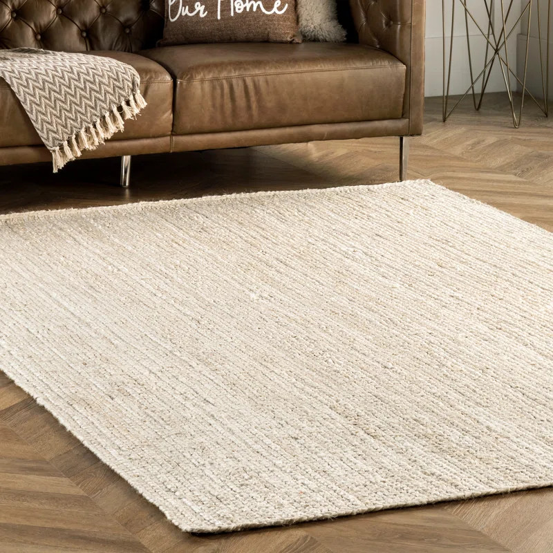 Cruise Solid Jute Area Rug for Dining Room Rug Neutral Rug Living Room Rug Kitchen, Off White | Wayfair North America
