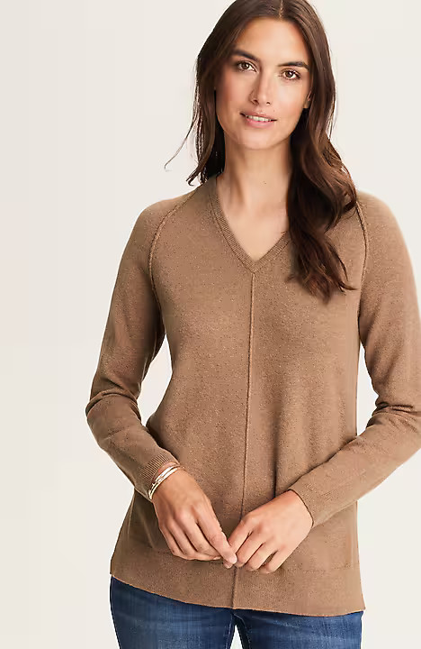 Soft Seamed V-Neck Sweater | J. Jill