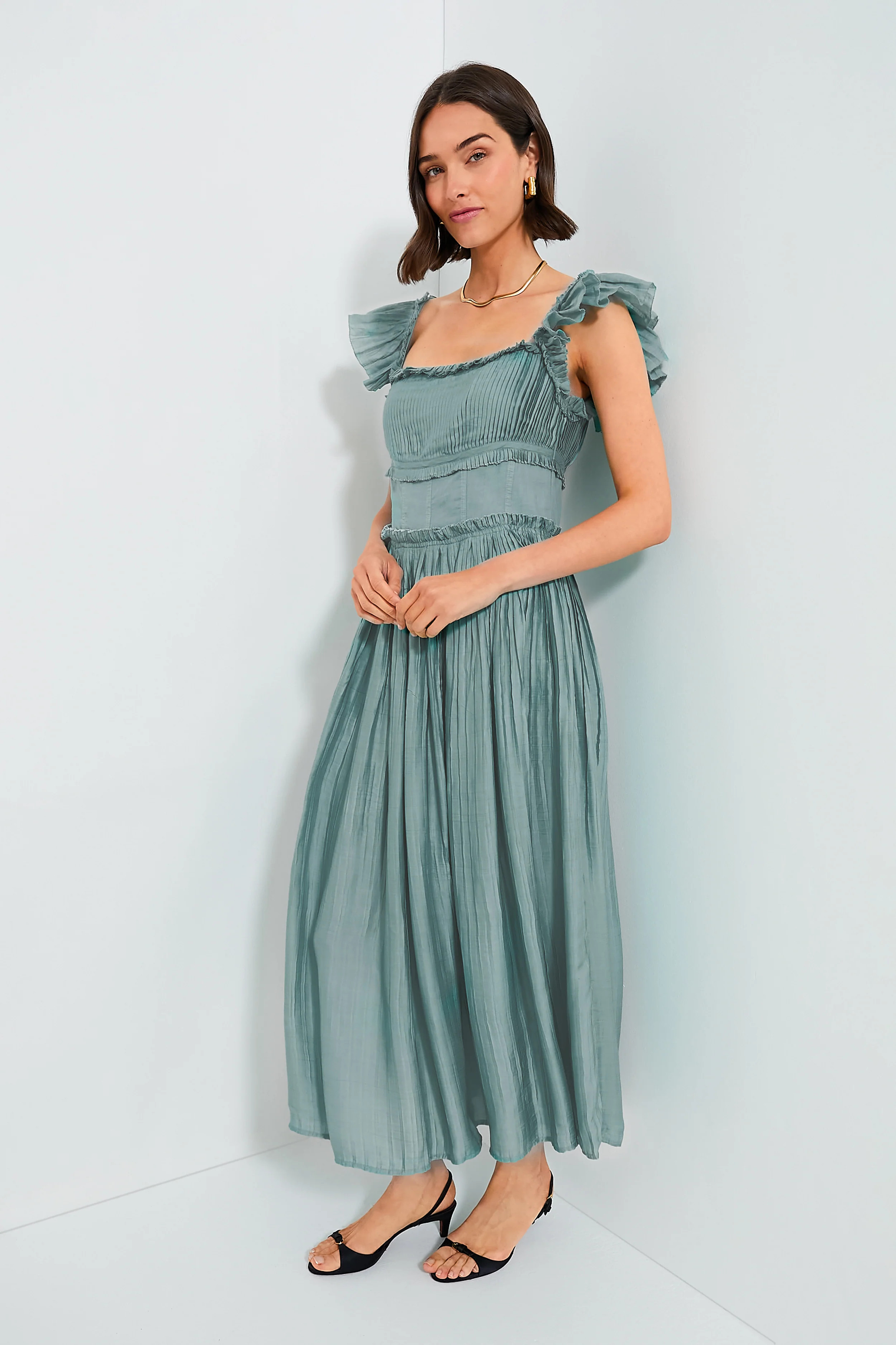 Sage Risa Ramie Flutter Sleeve Dress | Tuckernuck (US)