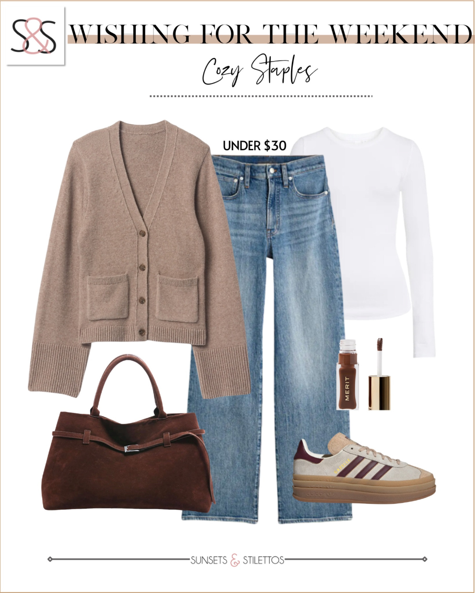 This cardigan with wide leg jeans and adidas sneakers is a great way to ring in the new year! 

Sunsets and Stilettos, workwear, casual travel outfit 

#LTKTravel #LTKHoliday #LTKFindsUnder50