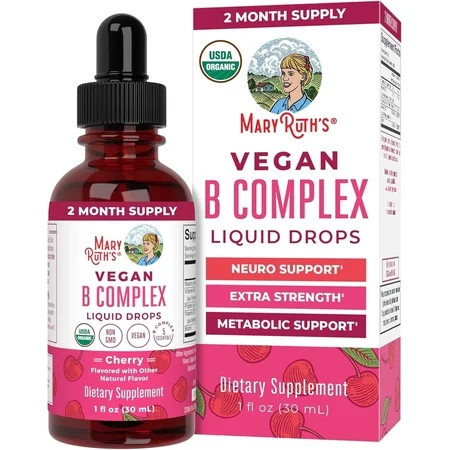 MaryRuth's Vegan Vitamin B Complex Liquid Drops, Cherry Flavor, Non-GMO, USDA Organic, 1 fl | Walmart (US)