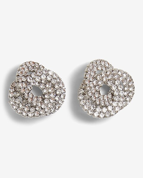 Rhinestone Pave Knot Stud Earrings | Express