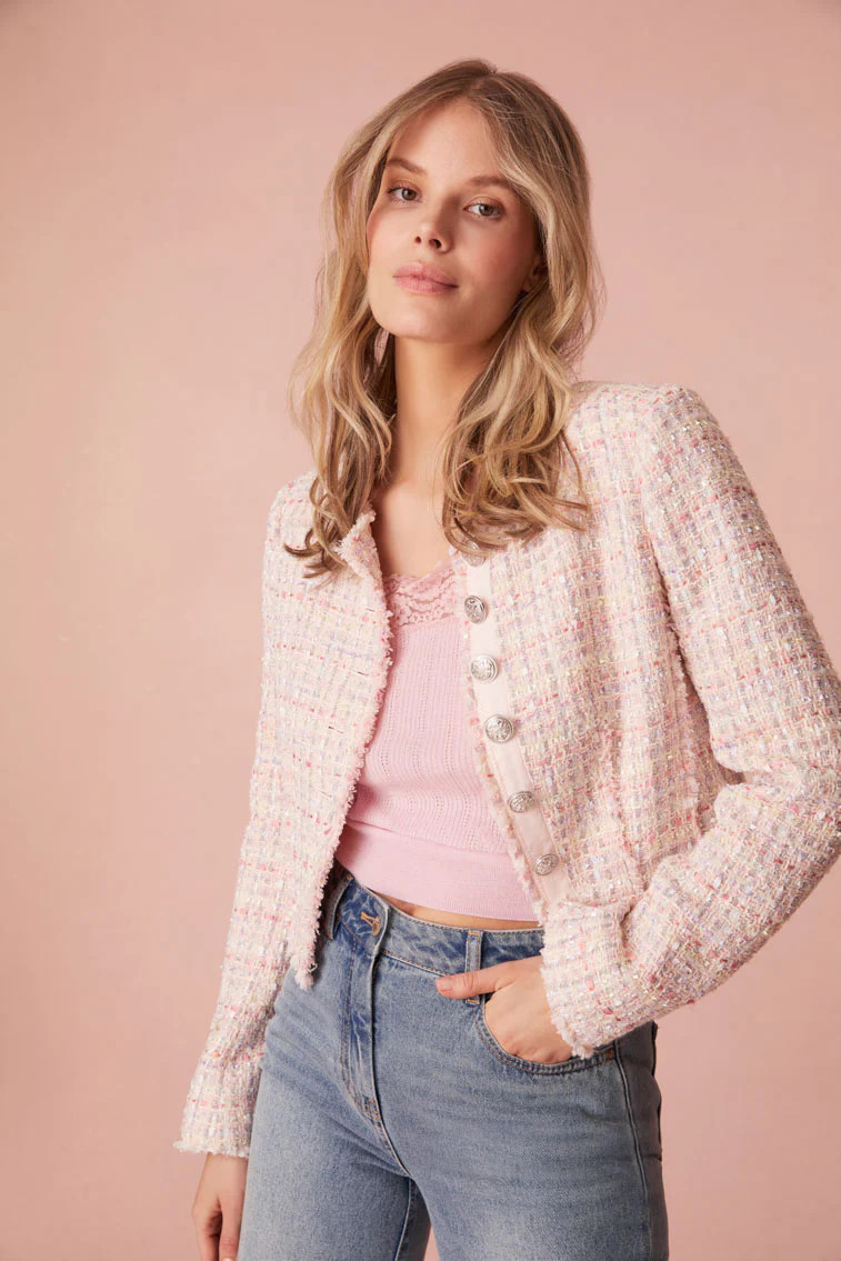 Falima Tweed Cropped Jacket | LoveShackFancy