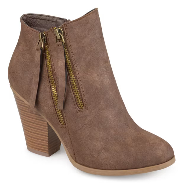 Journee Collection Womens Vally Inside Zip Stacked Heel Booties | Target