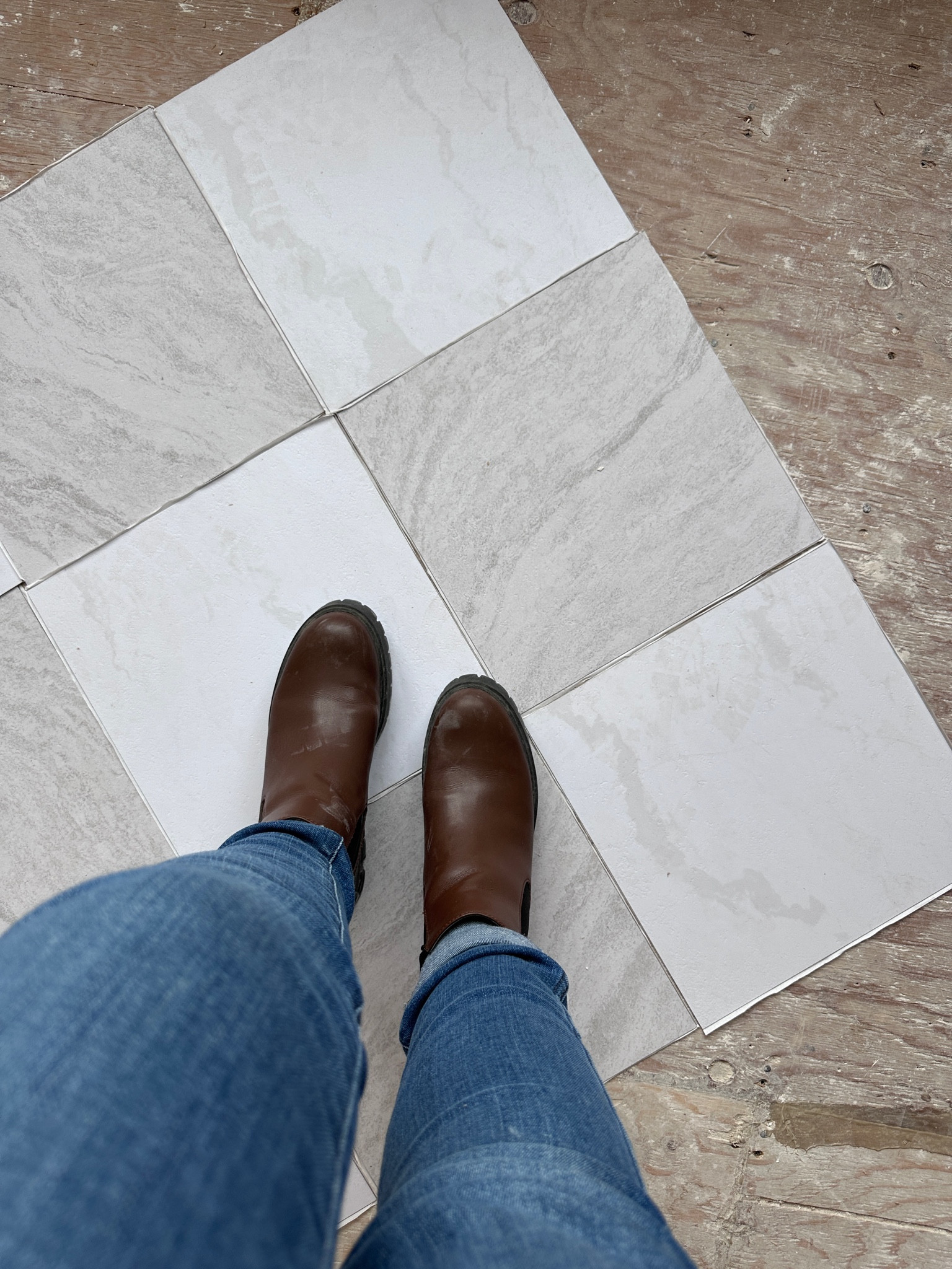 So pleasantly surprised by how much I love this peel and stick floor tile!!! I was worried it would feel a little on the cheap side but NOPE!! It is lovely 🥰…..now I just have to decide if I want to use the light color or the darker color in the mudroom of our riverside renovation project???? 🤔 MORE about that dilemma over on our YouTube! 

#LTKhome #LTKfamily