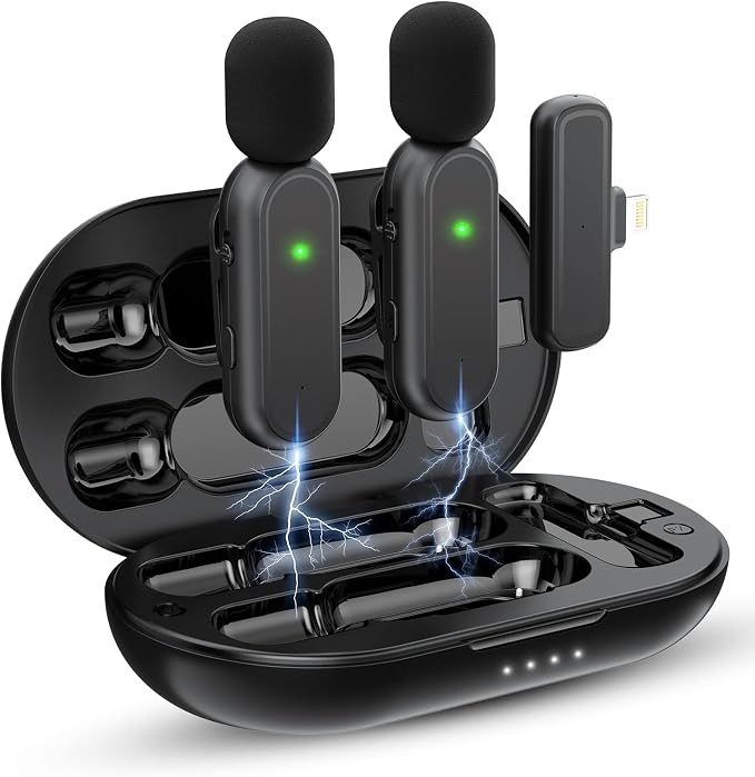 EJCC Wireless Microphone for iPhone iPad(2 TX + 1 RX + Charging Case),7H Battery Life,Mini Microp... | Amazon (US)