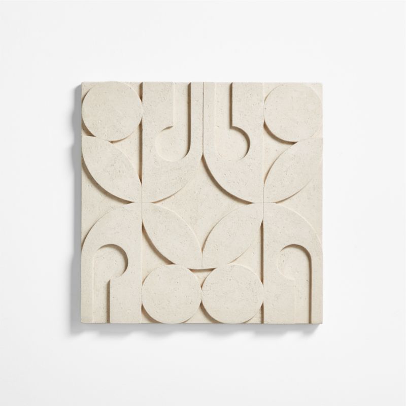 'Fyre 24' Hand-Carved White Tile Wall Art Decor 24"x1.5" + Reviews | Crate & Barrel | Crate & Barrel