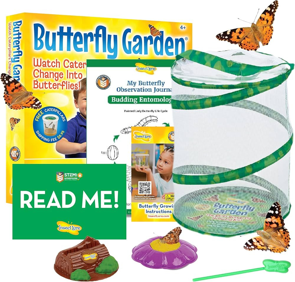 Insect Lore Butterfly Garden Kit, Painted Lady Butterfly Kit with Voucher for Live Caterpillars, ... | Amazon (US)