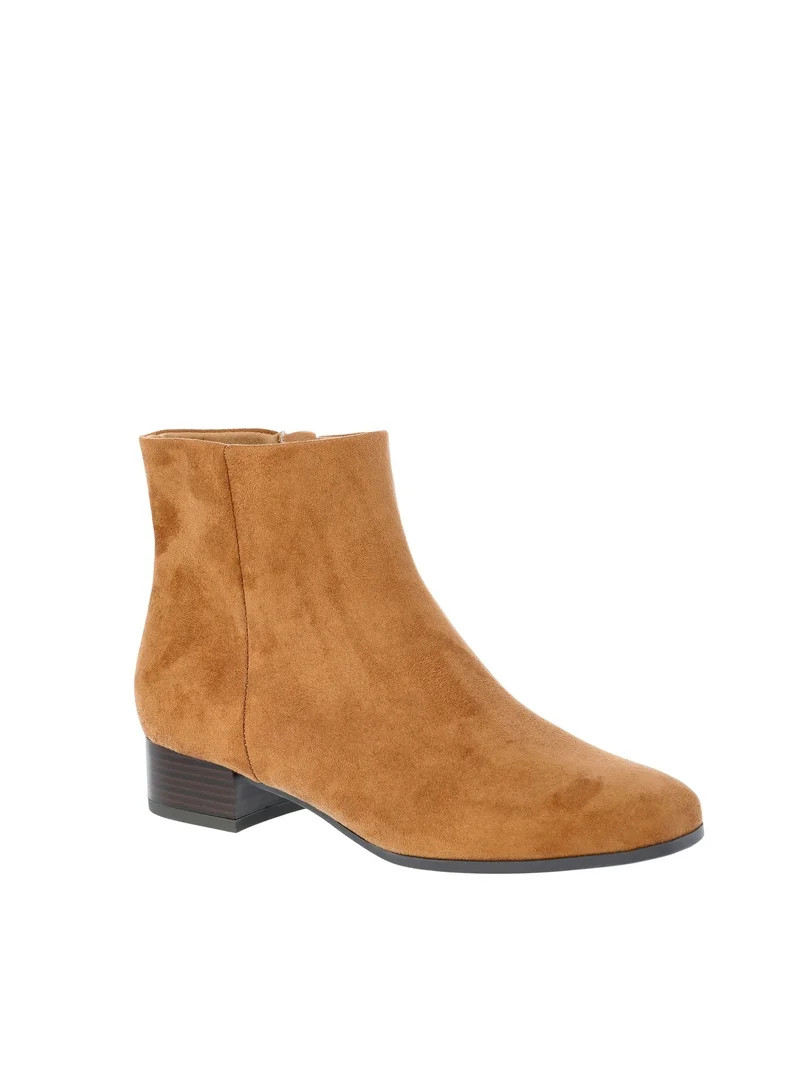 Time and Tru Women's Faux Suede Ankle Boots, Wide Width Available - Walmart.com | Walmart (US)