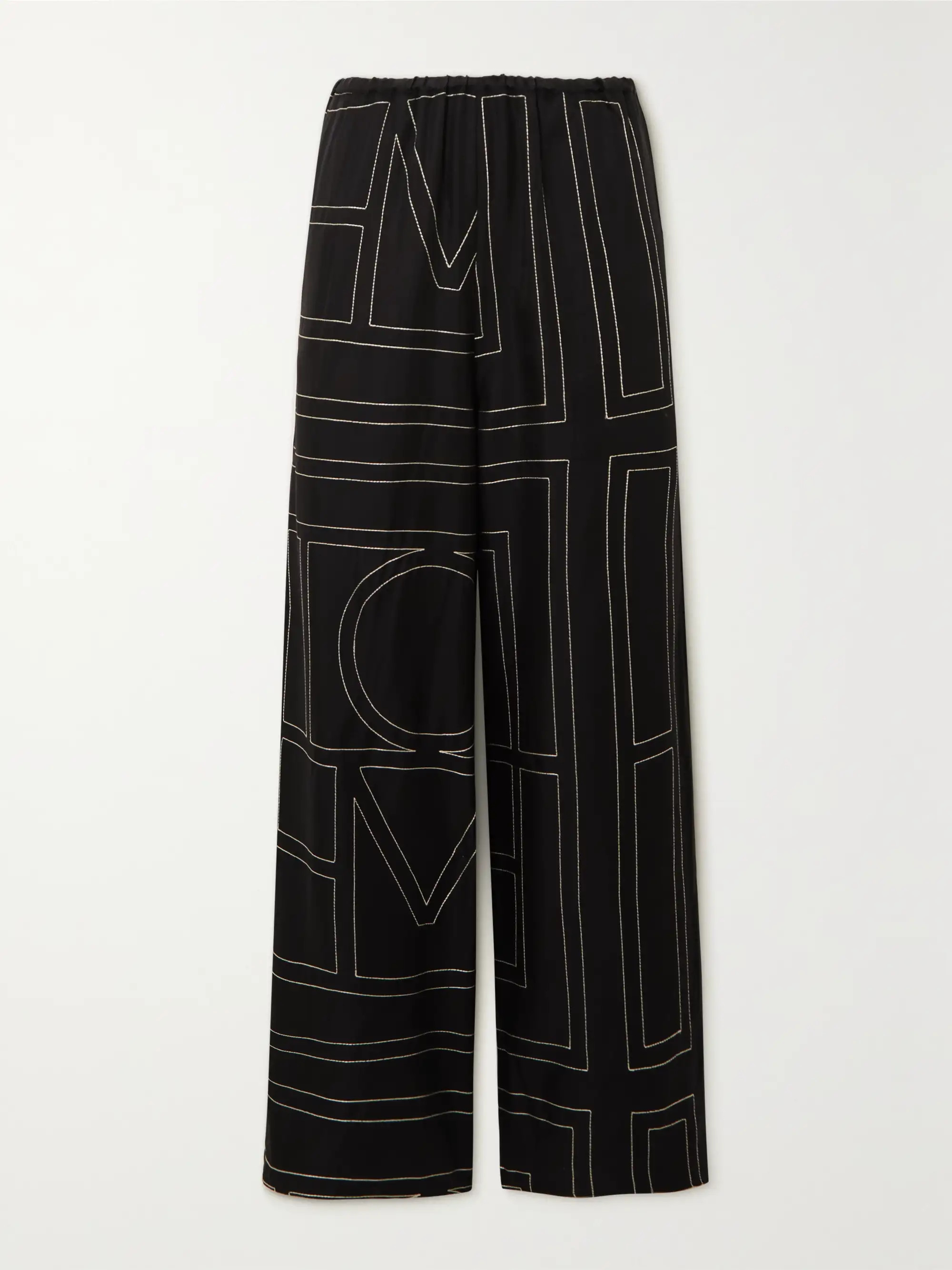 Embroidered silk-twill wide-leg pants | NET-A-PORTER (UK & EU)