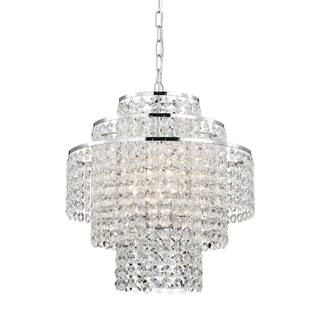 Edvivi Arietta 4-Light Chrome Modern Glam Chandelier with Tier Cascading Crystals EPJ376CH - The ... | The Home Depot
