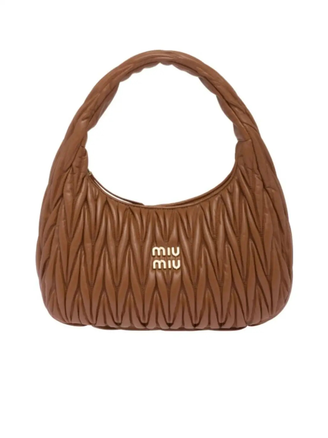 Miu Wander matelassé nappa leather hobo bag | Senser US