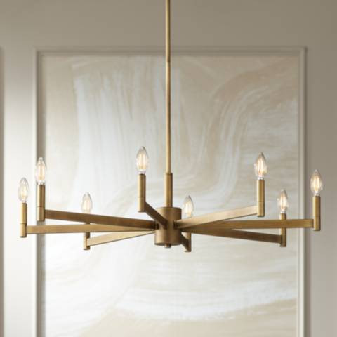 Kichler Erzo 35 1/2" Wide Natural Brass 8-Light Chandelier - #42T07 | Lamps Plus | Lamps Plus