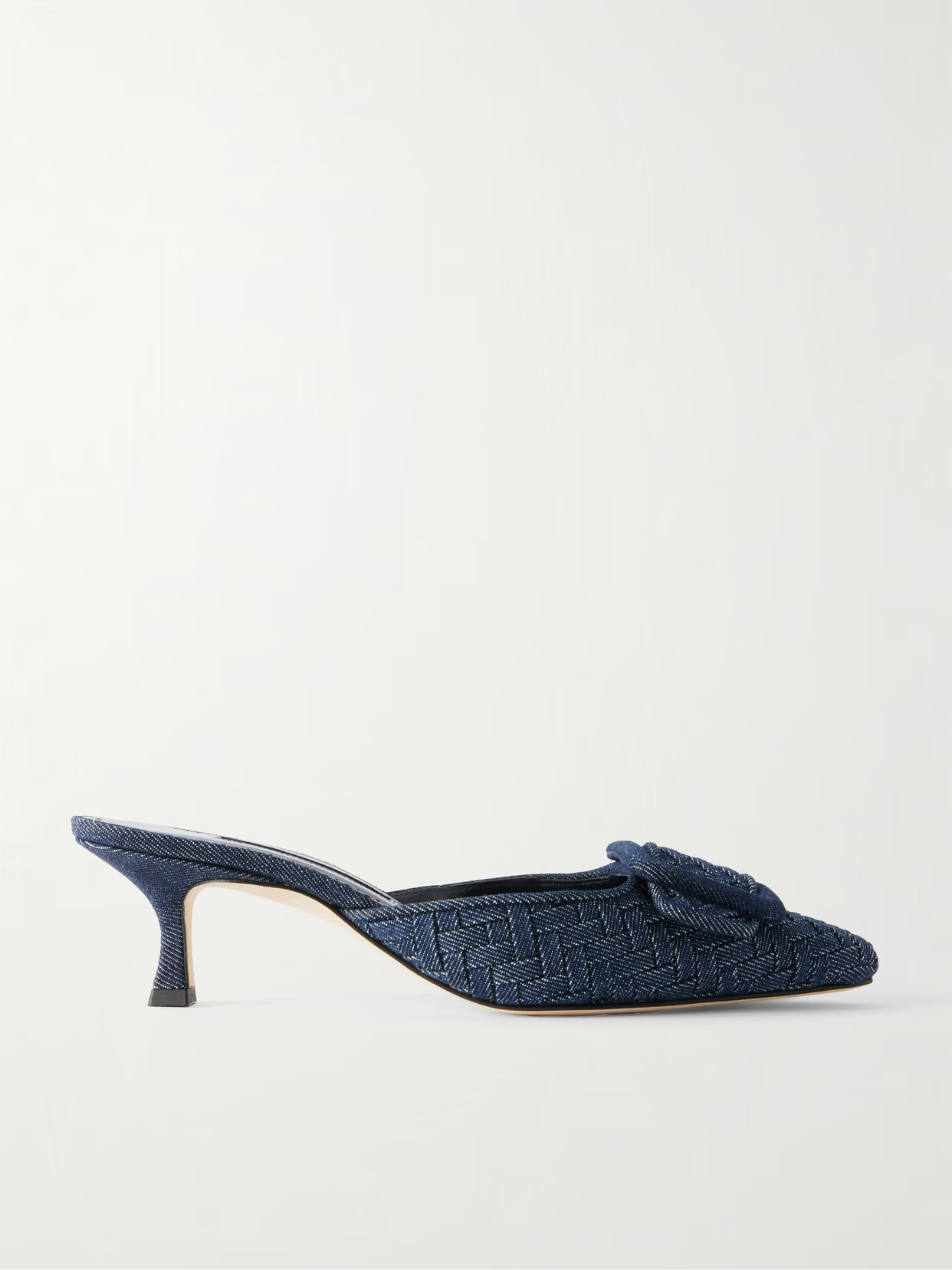 Manolo Blahnik - Maysale 50 Buckled Denim Mules - Blue | NET-A-PORTER (US)