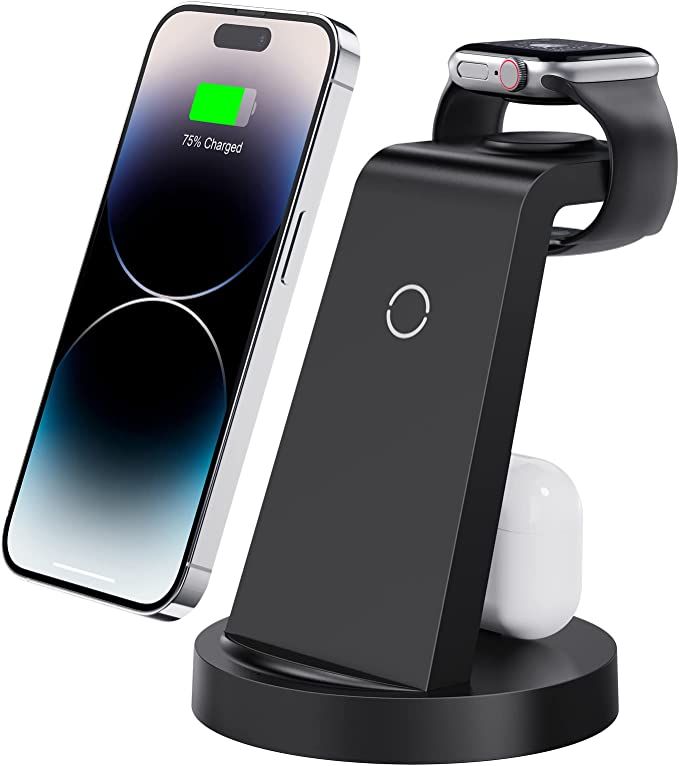 3 in 1 Charging Station for iPhone, Wireless Charger for iPhone 14 13 12 11 X Pro Max & Apple Wat... | Amazon (US)